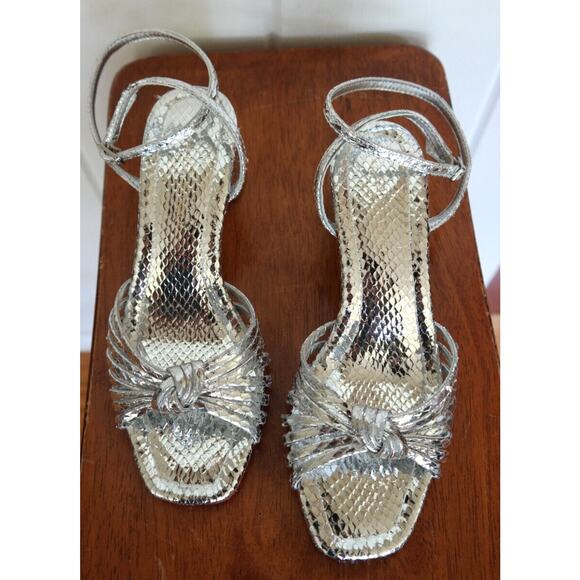 Loeffler Randall Shoes - Loeffler Randall Silver Olivia Block Heel Sandal 5